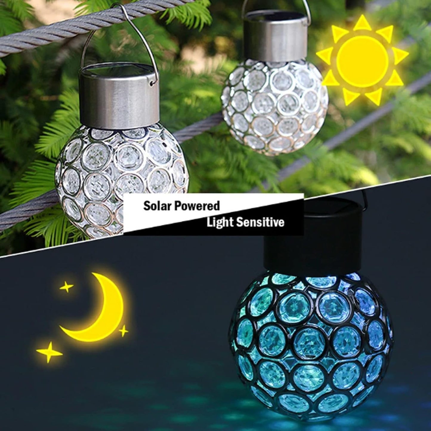 Bola de Cristal con luz solar que Ilumina tus Noches con 7 Colores ¡Sin Cables!