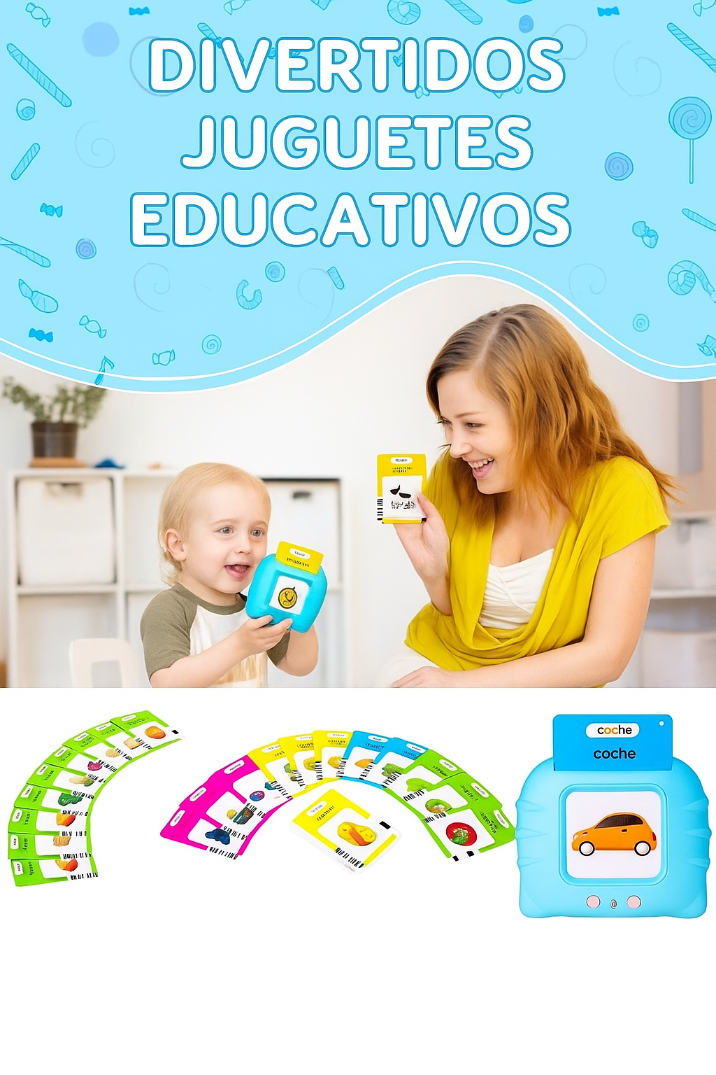 Lector de tarjetas interactivas que fortalecen la memoria y la concentración, tu pequeño descubrirá un mundo nuevo mientras juega.