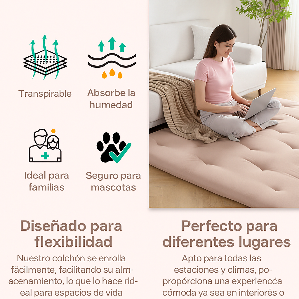 Ligero, plegable y suave: cómodo como un sofá cama, pero sin desorden, colchoneta plegable: