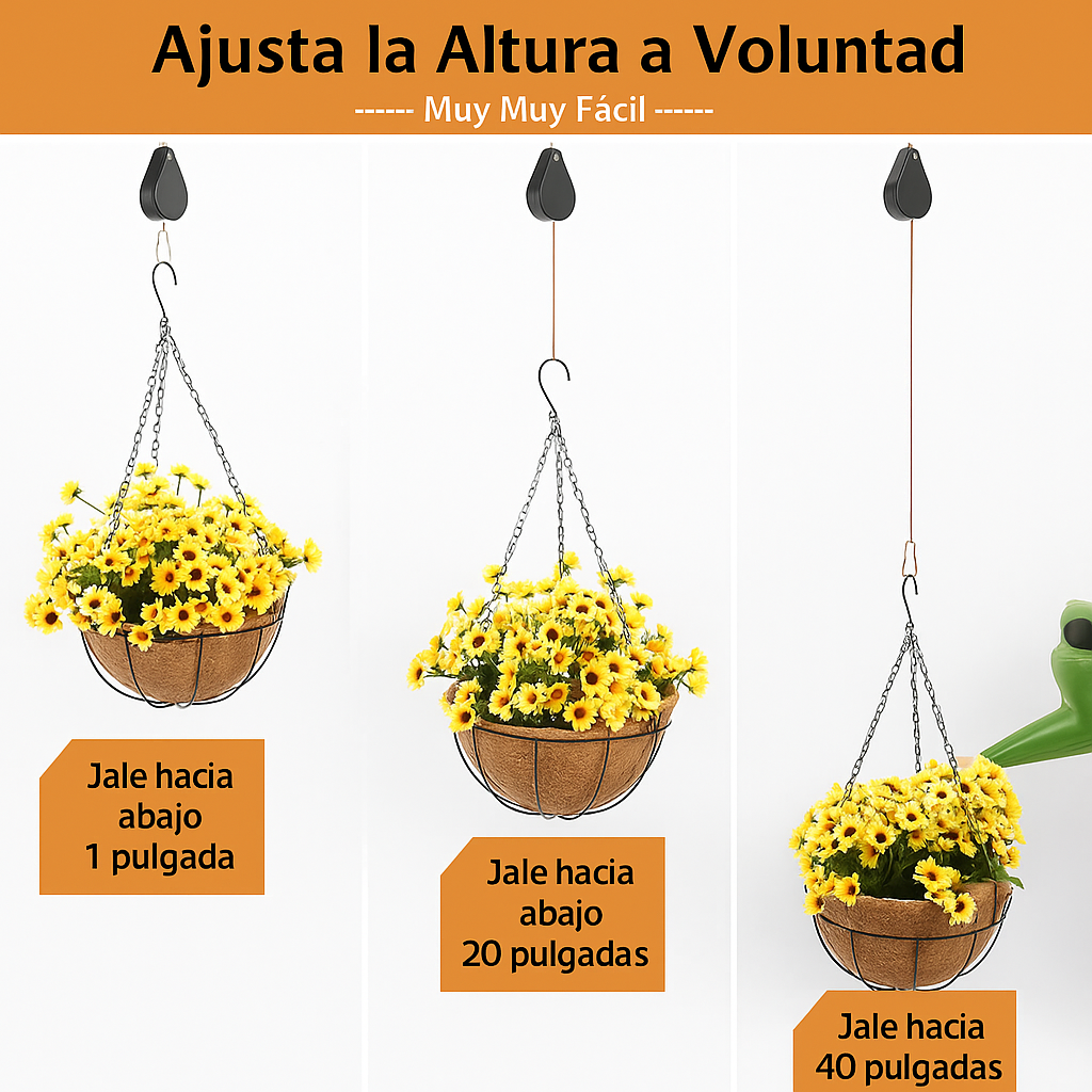 🌳Juego de poleas para plantas, macetas, cestas de jardín y comederos para pájaros, Set x 2