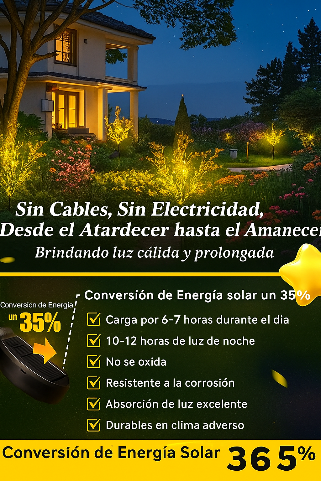 Ilumina tus noches en el jardín con la belleza de la luz dorada solar SET X 3