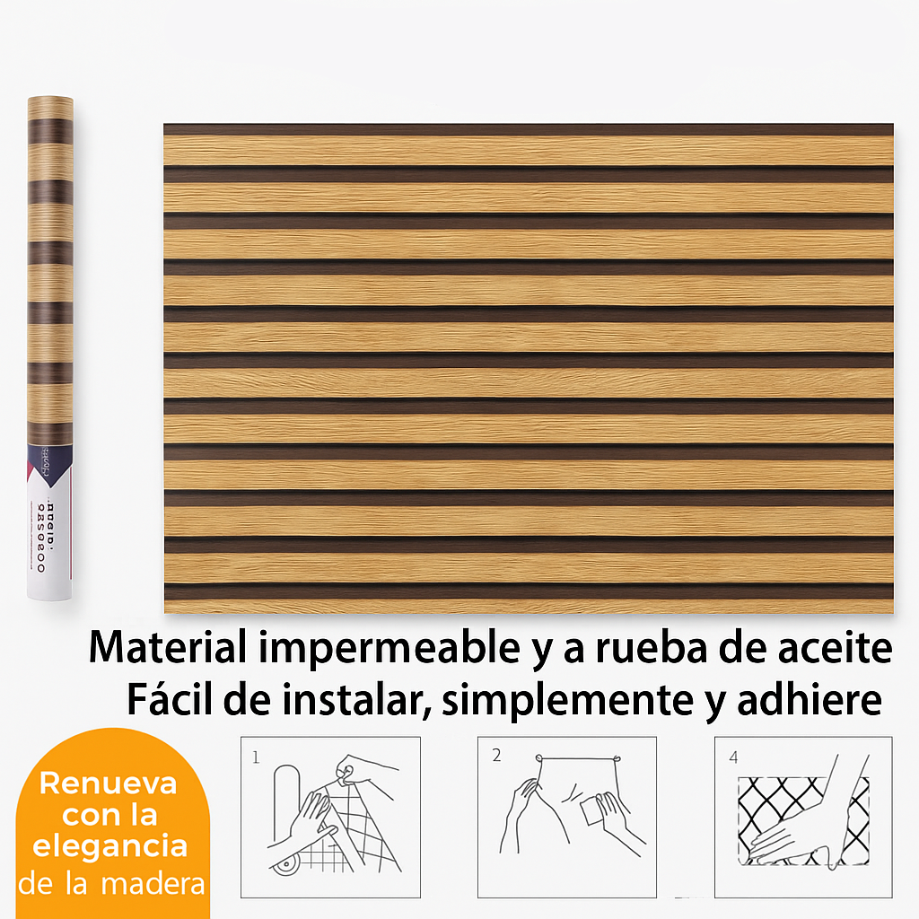 Papel tapiz adhesivo x 10 mts: Transforma tus espacios con la elegancia de la madera