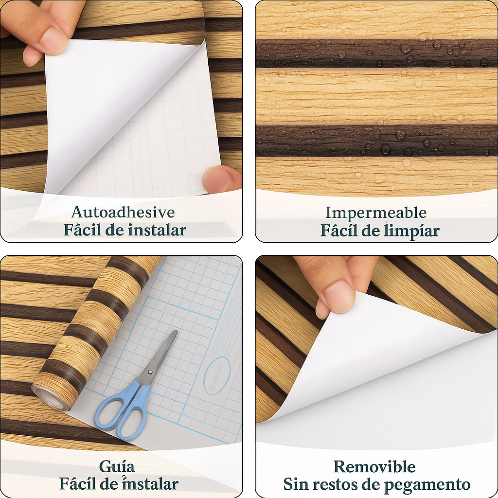 Papel tapiz adhesivo x 10 mts: Transforma tus espacios con la elegancia de la madera