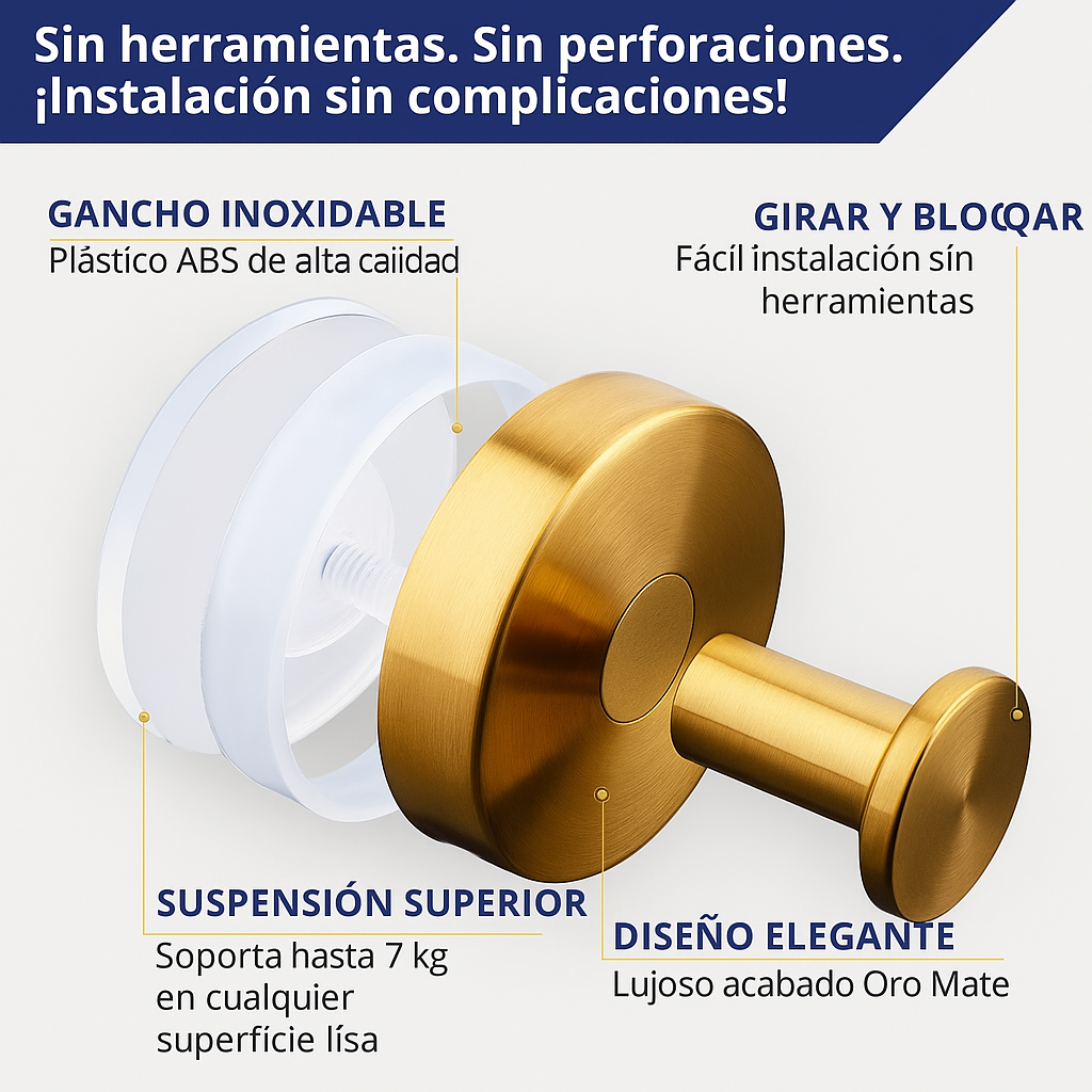 Kit x 3 Gancho Supremo de Succión: Sin Taladros, Estilo y Fuerza Profesional