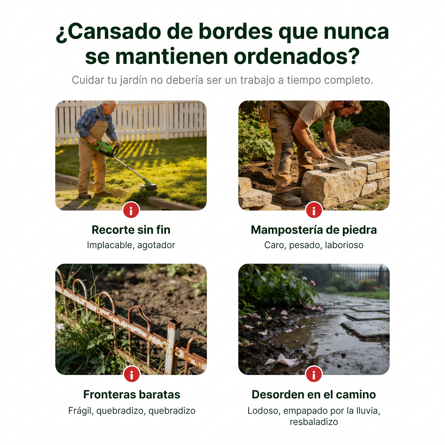 Bordes decorativos para jardín con aspecto de piedra.