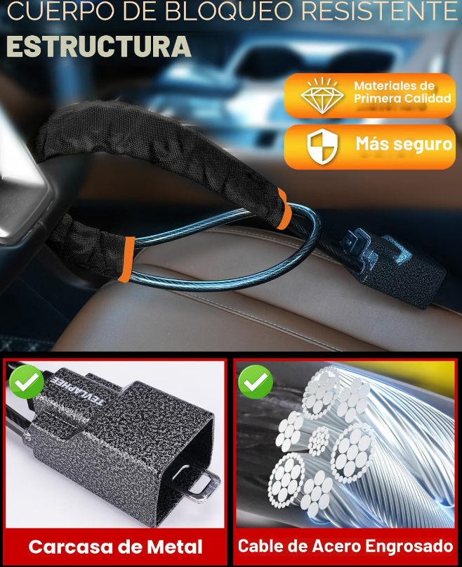 VolanLock™ – Candado Antirrobo que Bloquea Volante y Cinturón