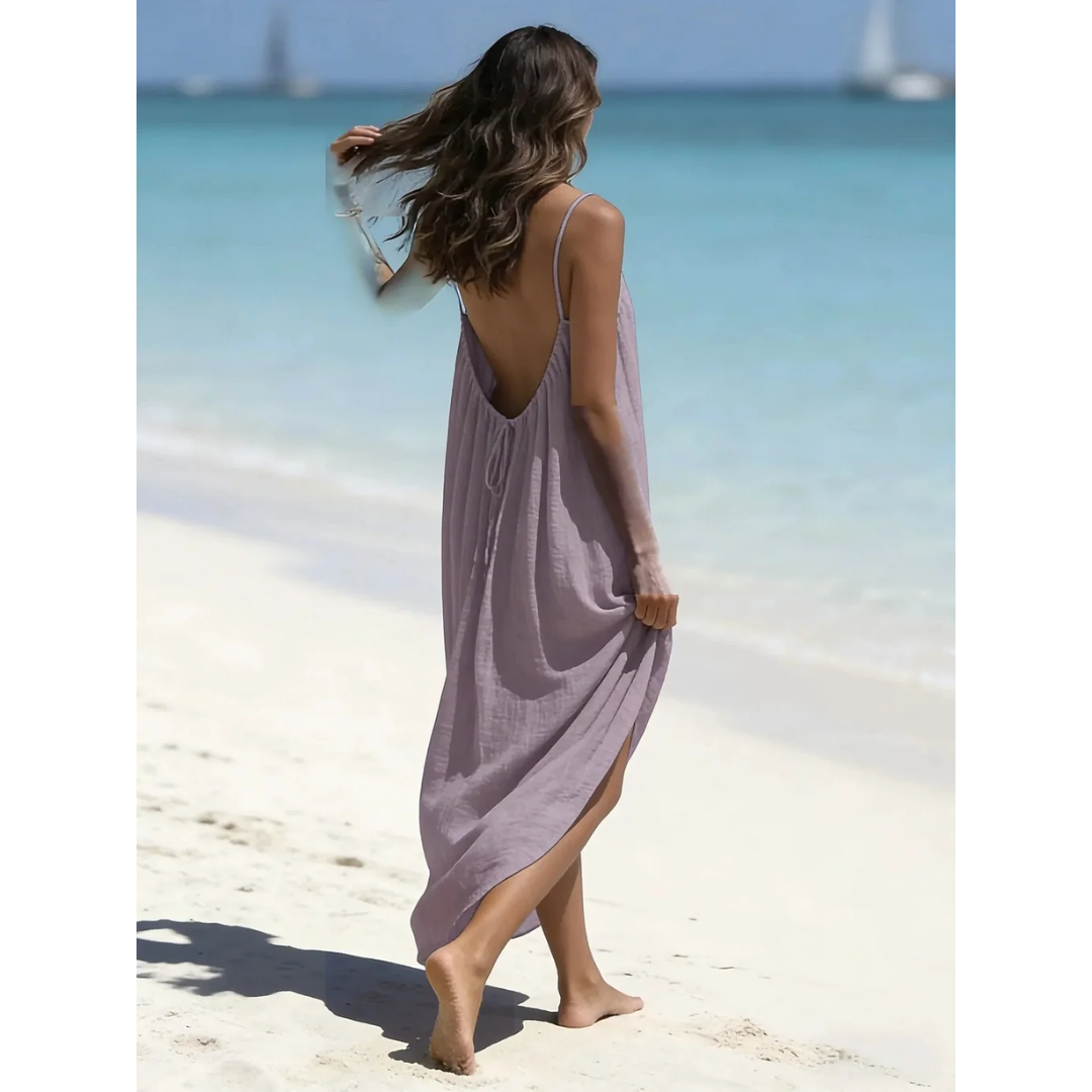 ✨ Siéntete irresistible: elegante vestido lencero sin espalda para momentos románticos