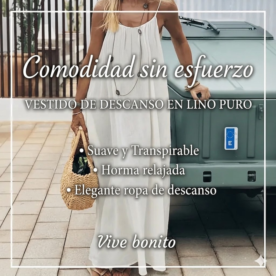 💥Vestido de tirantes ajustables en lino para mujer!!