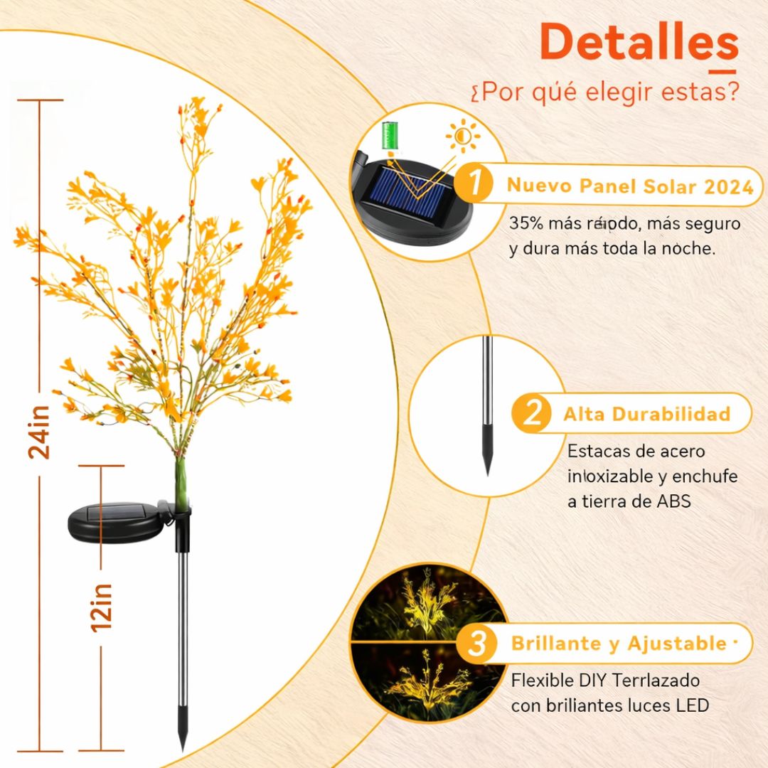 Luces Solares de Jardín Set X3 unidades: Flores que se Encienden Solas al Anochecer