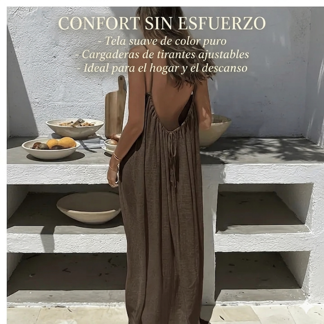 💥Vestido de tirantes ajustables en lino para mujer!!