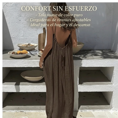 💥Vestido de tirantes ajustables en lino para mujer!!