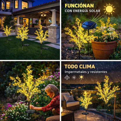 Luces Solares de Jardín Set X3 unidades: Flores que se Encienden Solas al Anochecer