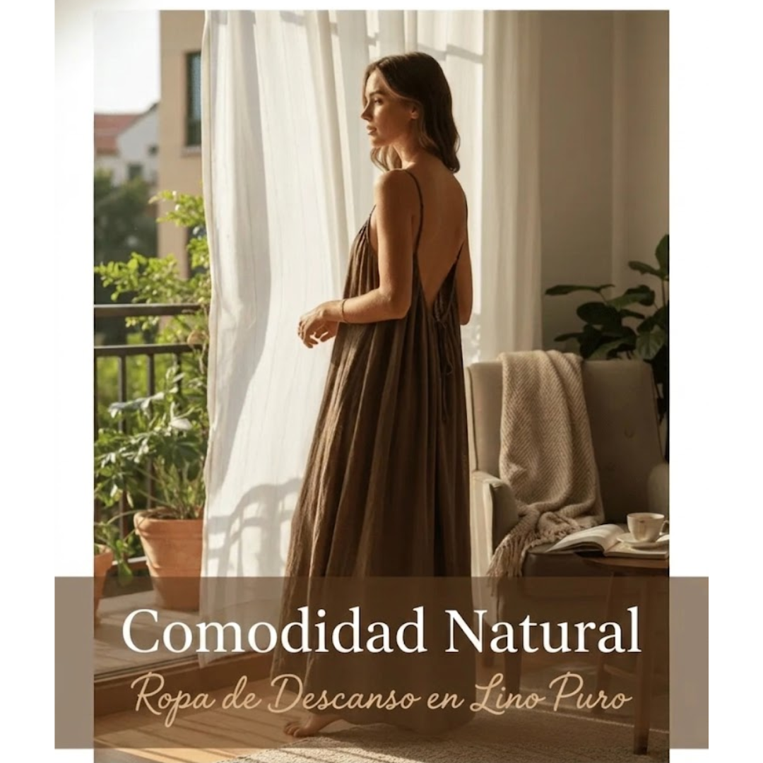 💥Vestido de tirantes ajustables en lino para mujer!!
