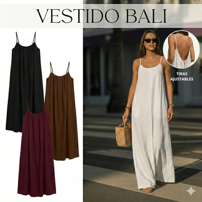 💥Vestido de tirantes ajustables en lino para mujer!!