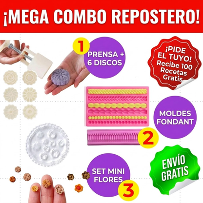 🌸 Combo Repostería Creativa: 3 Kits profesionales + 100 recetas GRATIS