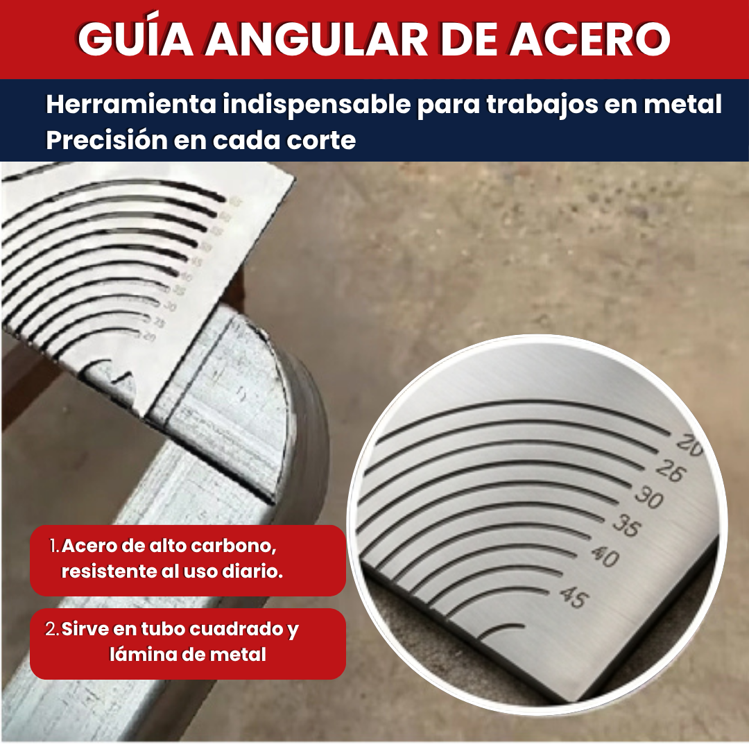 ÁnguloPRO™ - Guía de Marcado para Inglete 45°, Ángulo 90° y Curvas en Tubo Metálico