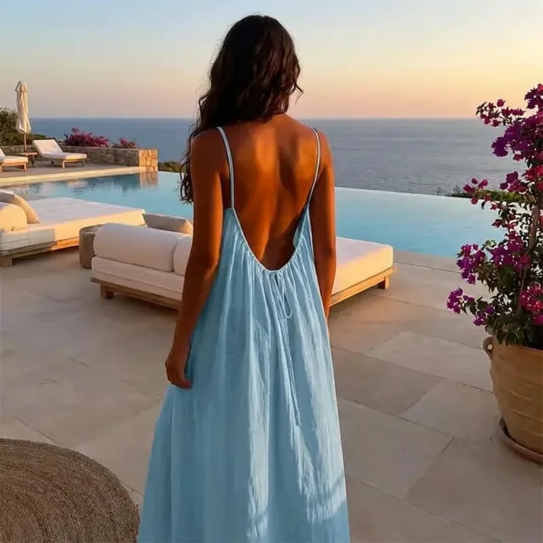 ✨ Siéntete irresistible: elegante vestido lencero sin espalda para momentos románticos