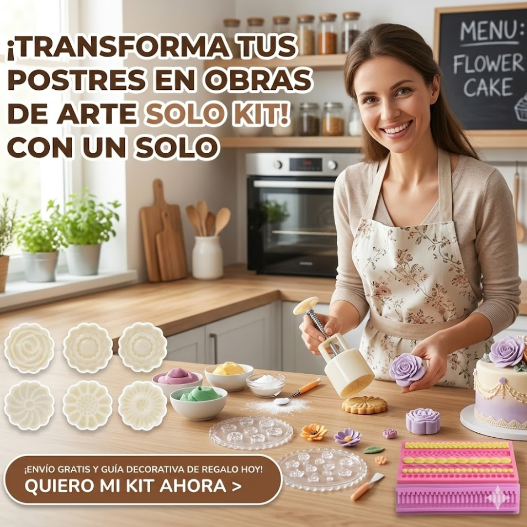 🌸 Combo Repostería Creativa: 3 Kits profesionales + 100 recetas GRATIS