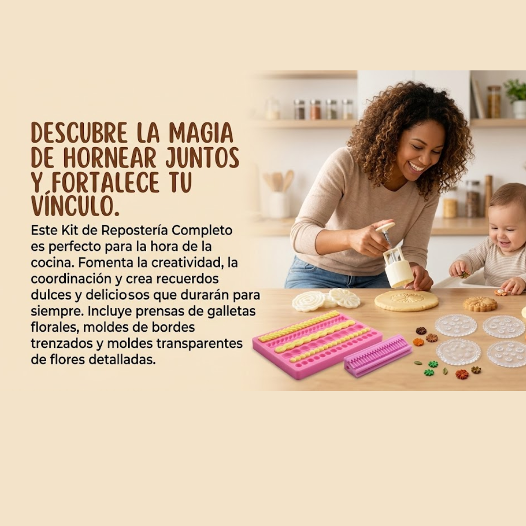 🌸 Combo Repostería Creativa: 3 Kits profesionales + 100 recetas GRATIS