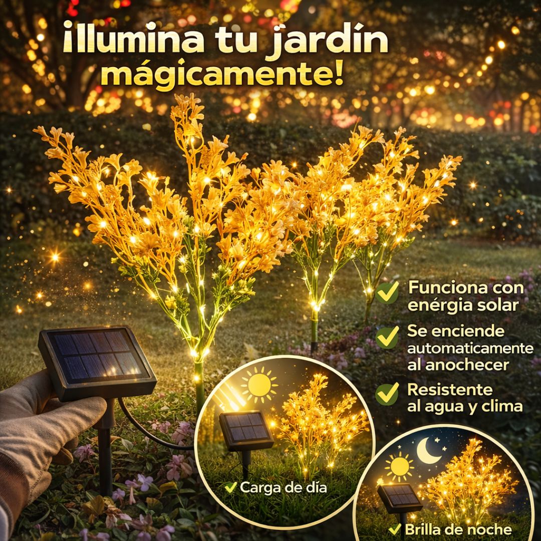 Luces Solares de Jardín Set X3 unidades: Flores que se Encienden Solas al Anochecer