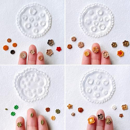 Kit de Moldes de Silicona X4  para Mini Flores – Porcelanicrón, Resina y Fondant