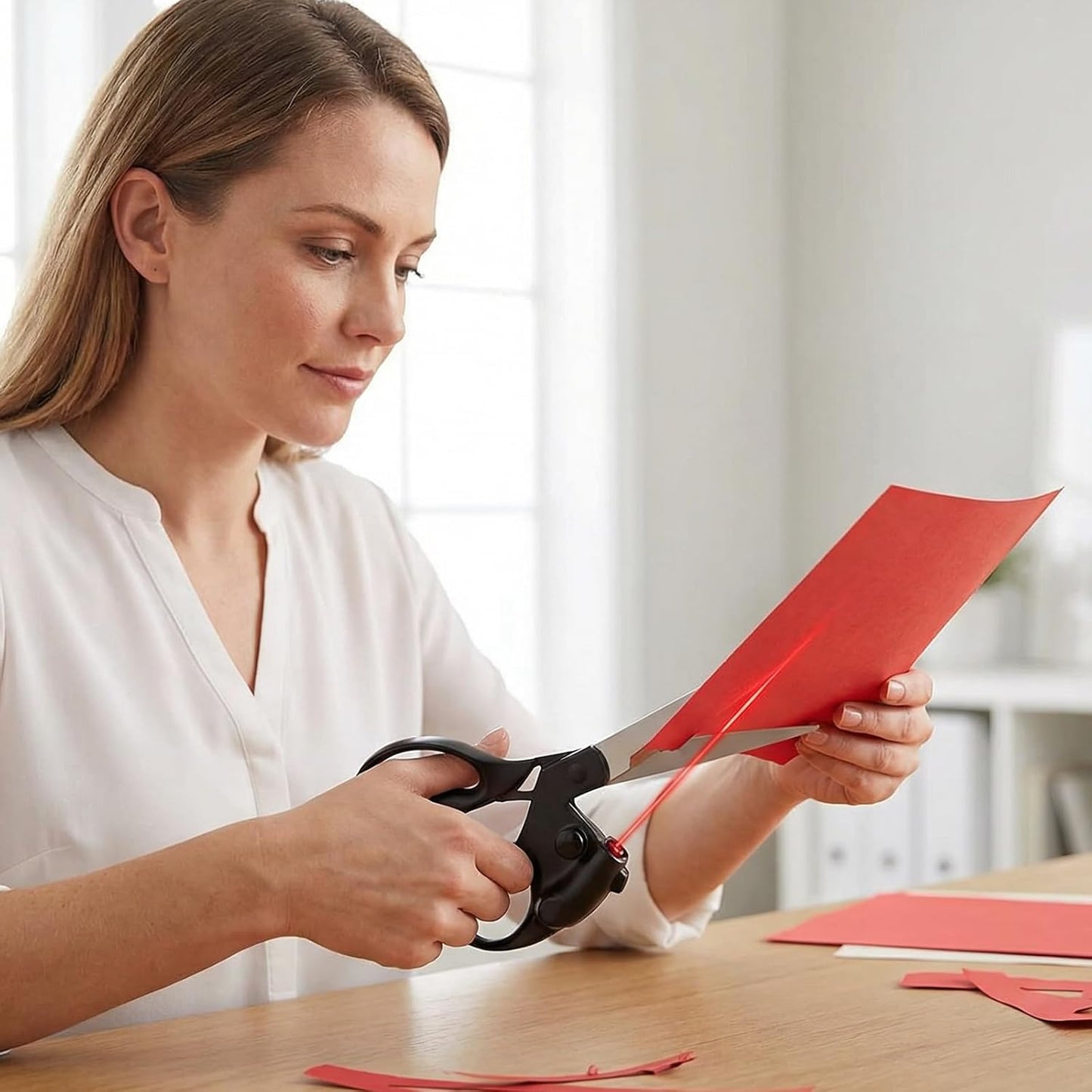 Tijeras con Láser de Precisión – Corta Recto, Rápido y Sin Esfuerzo!