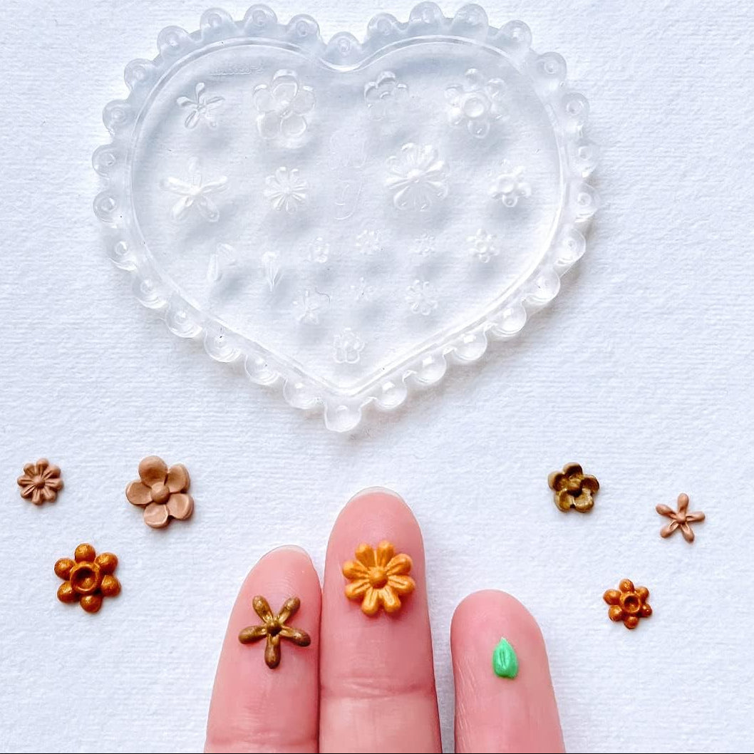 Kit de Moldes de Silicona X4  para Mini Flores – Porcelanicrón, Resina y Fondant