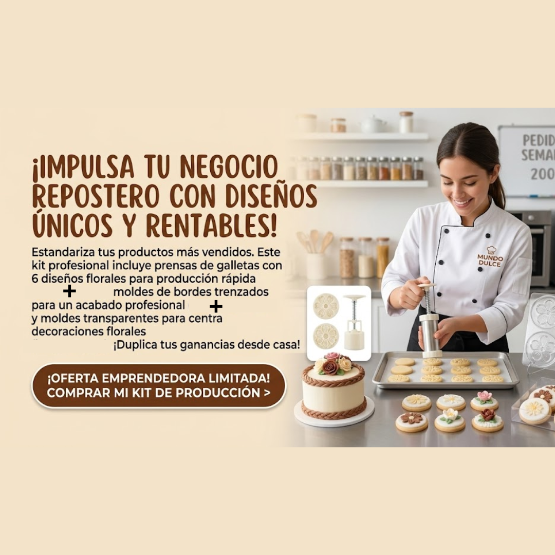 🌸 Combo Repostería Creativa: 3 Kits profesionales + 100 recetas GRATIS