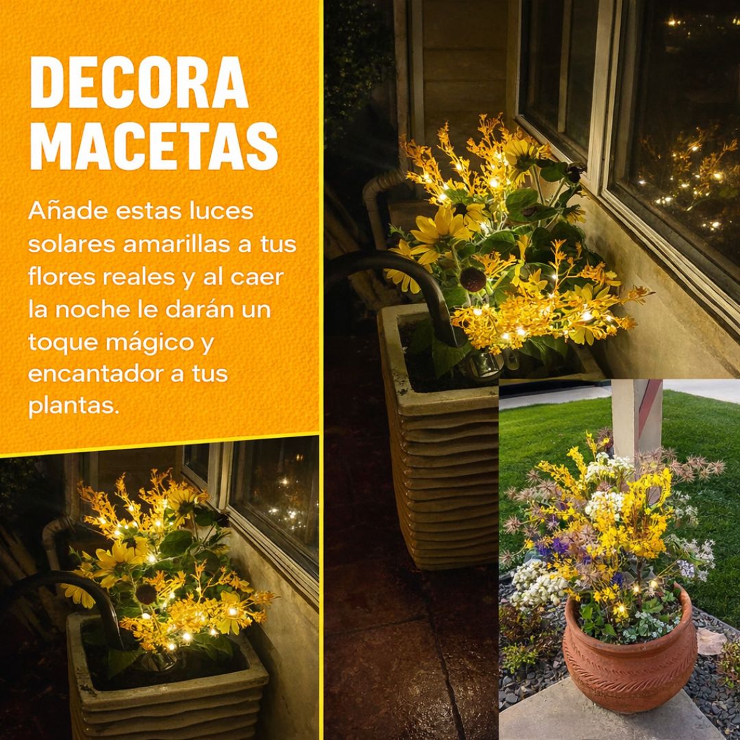 Luces Solares de Jardín Set X3 unidades: Flores que se Encienden Solas al Anochecer