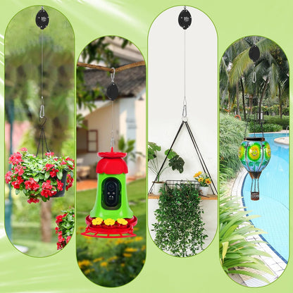 🌳Juego de poleas para plantas, macetas, cestas de jardín y comederos para pájaros, Set x 2