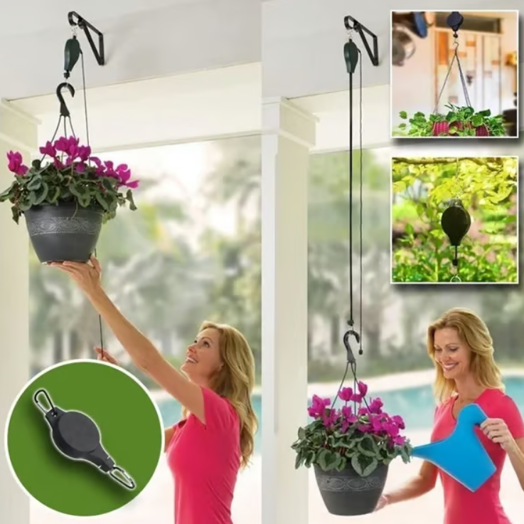 🌳Juego de poleas para plantas, macetas, cestas de jardín y comederos para pájaros, Set x 2
