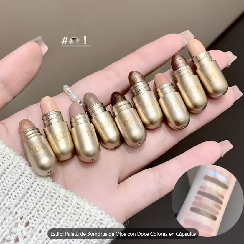 El set de maquillaje más viral y aesthetic que vas a ver este año. 24 piezas de lujo en un solo set: 12 mini labiales + 12 sombras tono tierra