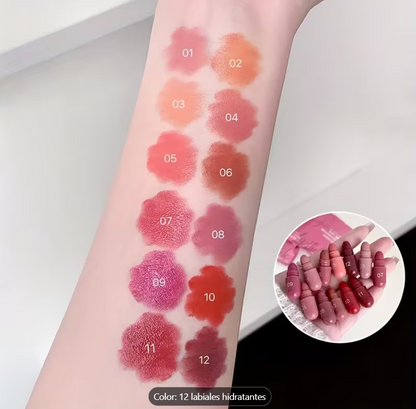 El set de maquillaje más viral y aesthetic que vas a ver este año. 24 piezas de lujo en un solo set: 12 mini labiales + 12 sombras tono tierra