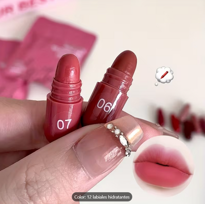 El set de maquillaje más viral y aesthetic que vas a ver este año. 24 piezas de lujo en un solo set: 12 mini labiales + 12 sombras tono tierra