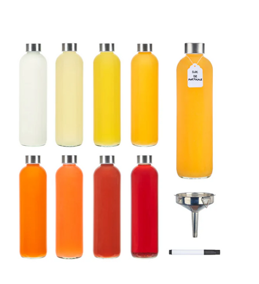 Juego de 8 botellas herméticas para bebidas, tapa de acero inoxidable.