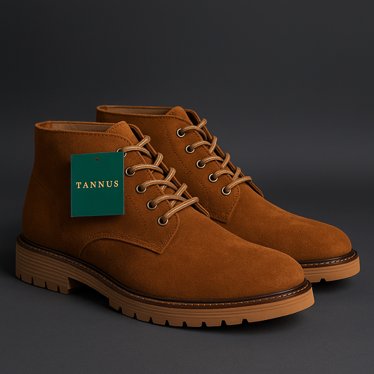 Zapatos en cuero Genuino Carnaza: tipo botín clásico con cordones y punta redonda.
