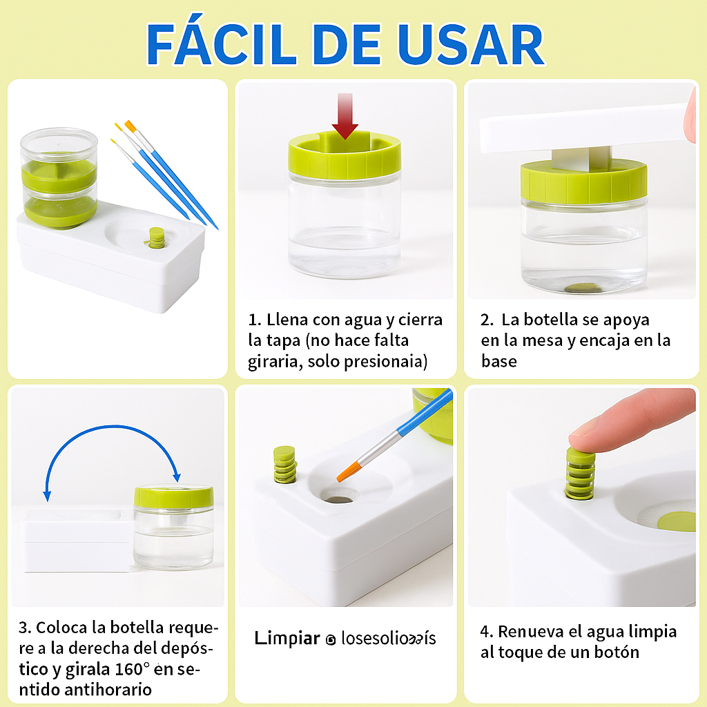 Lava tus pinceles fácil y rápido con solo presionar un botón + LLEVA GRATIS cortador de círculos