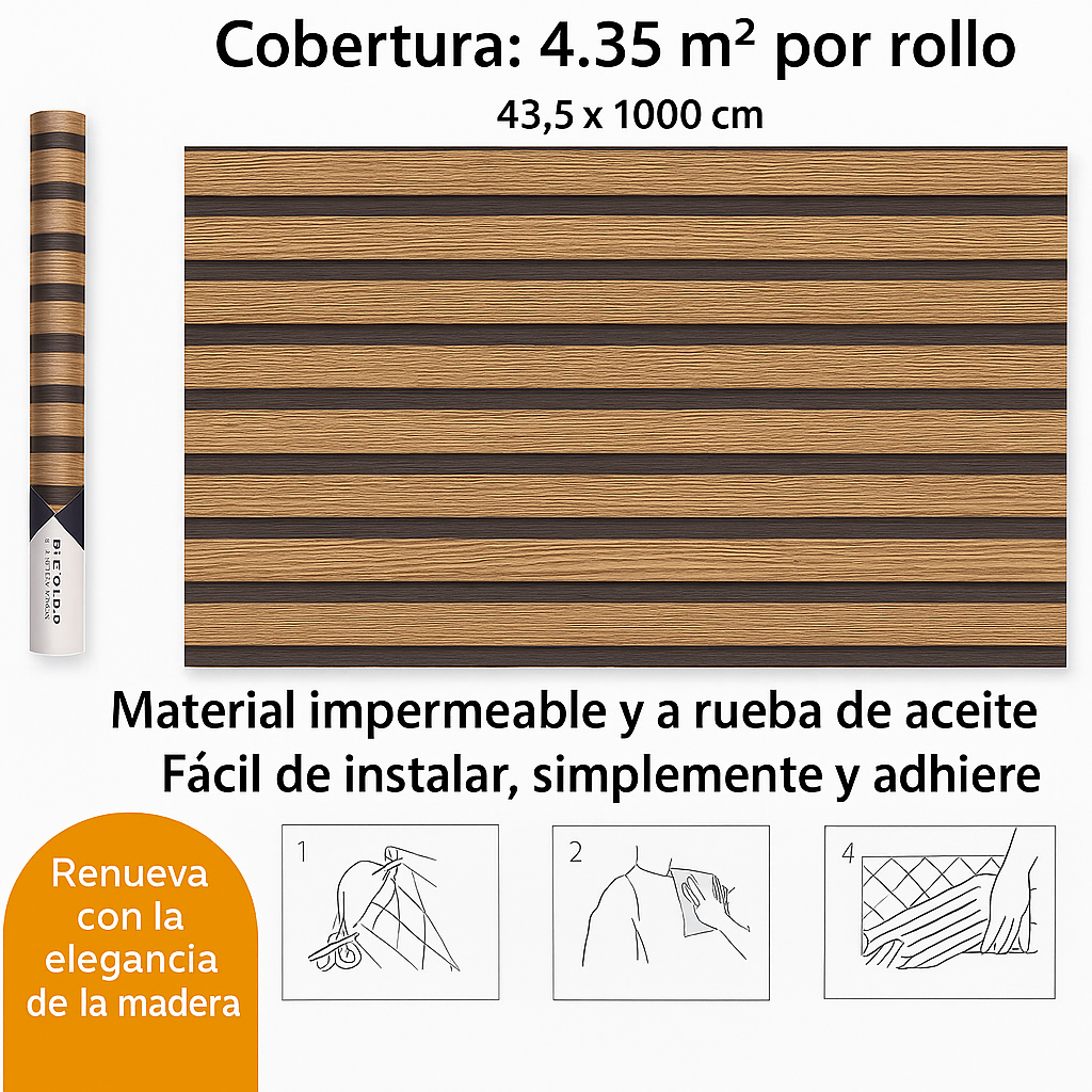 Papel tapiz adhesivo x 10 mts: Transforma tus espacios con la elegancia de la madera