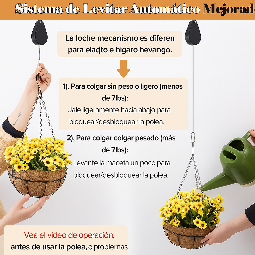 🌳Juego de poleas para plantas, macetas, cestas de jardín y comederos para pájaros, Set x 2