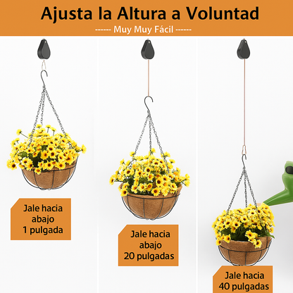 🌳Juego de poleas para plantas, macetas, cestas de jardín y comederos para pájaros, Set x 2