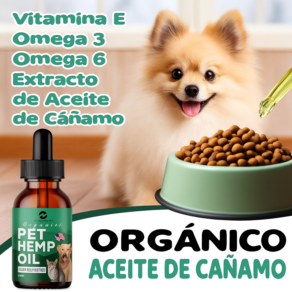 Desbloquea todo el potencial del bienestar de tu mascota con nuestro aceite de semilla de cáñamo, OMEGA 3,6 Y 9
