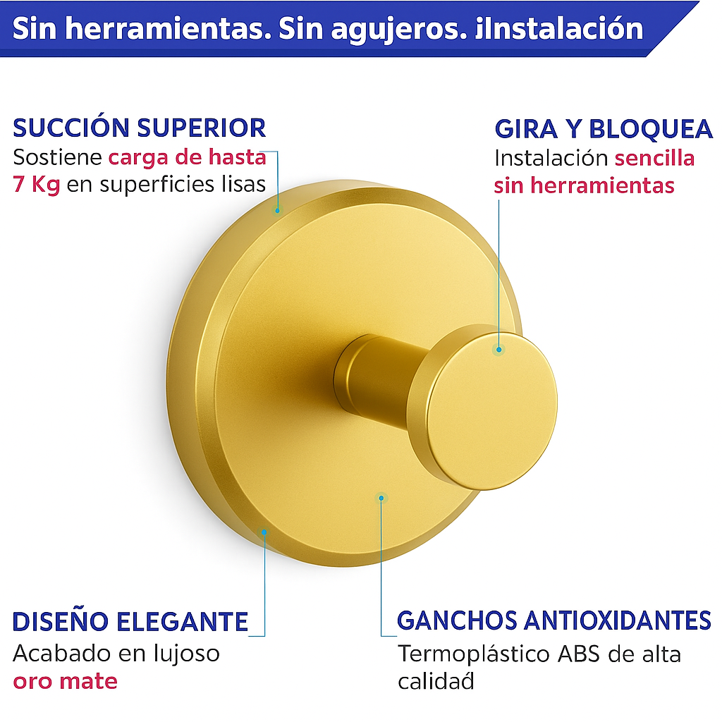 Kit x 3 Gancho Supremo de Succión: Sin Taladros, Estilo y Fuerza Profesional