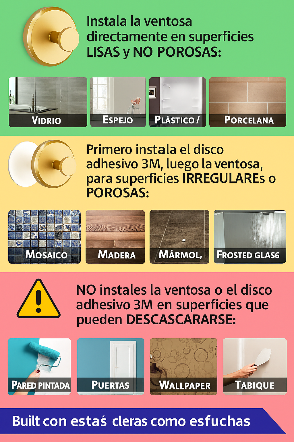 Kit x 3 Gancho Supremo de Succión: Sin Taladros, Estilo y Fuerza Profesional