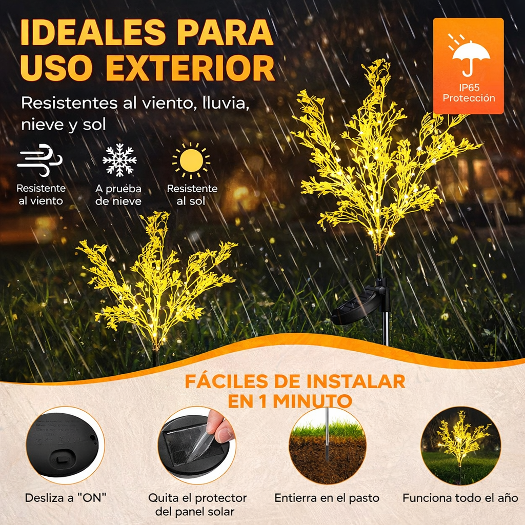 El regalo perfecto para darle vida al jardín de mamá, Ilumina tu jardín sin cables, sin gasto de luz y con un ambiente mágico todas las noches. SET X 3