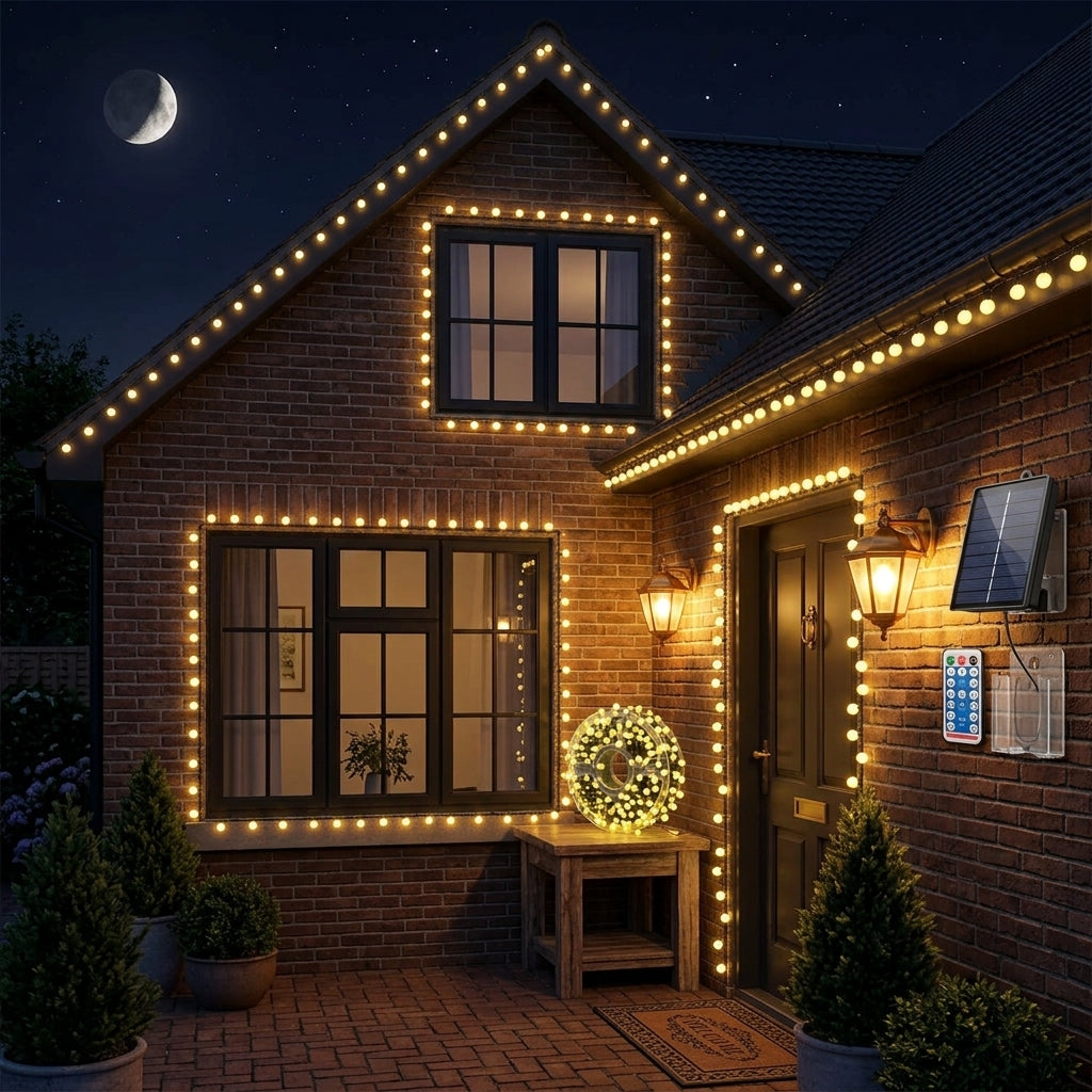 NaviLuz Solar™ – Guirnalda de Luces LED Solares 200 Bombillos, 20 Metros, con Control Remoto