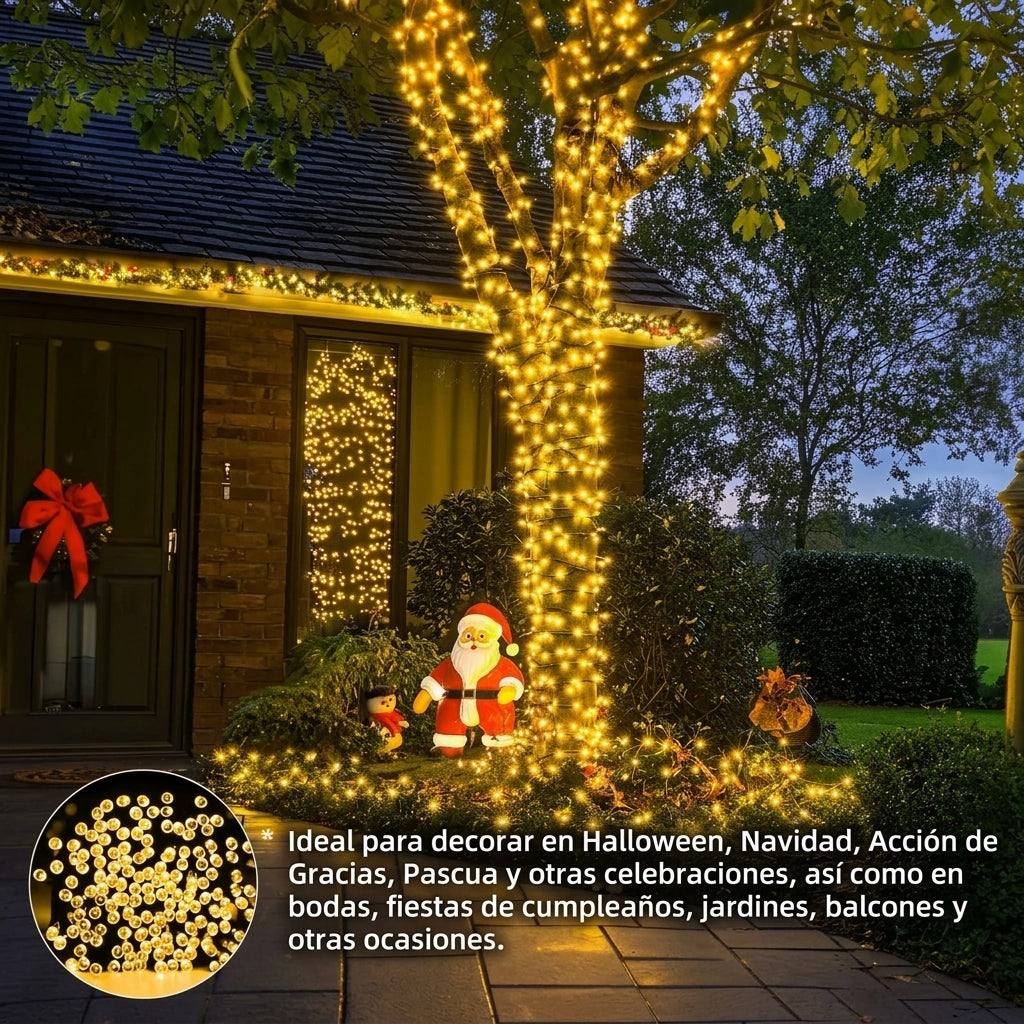NaviLuz Solar™ – Guirnalda de Luces LED Solares 200 Bombillos, 20 Metros, con Control Remoto