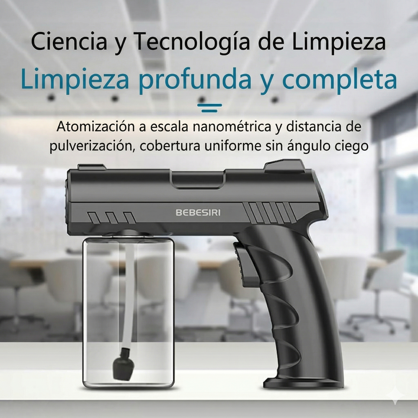 Limpieza profunda y desinfección al 99.9%: Sin químicos tóxicos y sin mojar tus superficies con la pistola automatizada de Luz UV