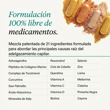 Cabello visiblemente más grueso, más abundante y más fuerte en 3 a 6 meses