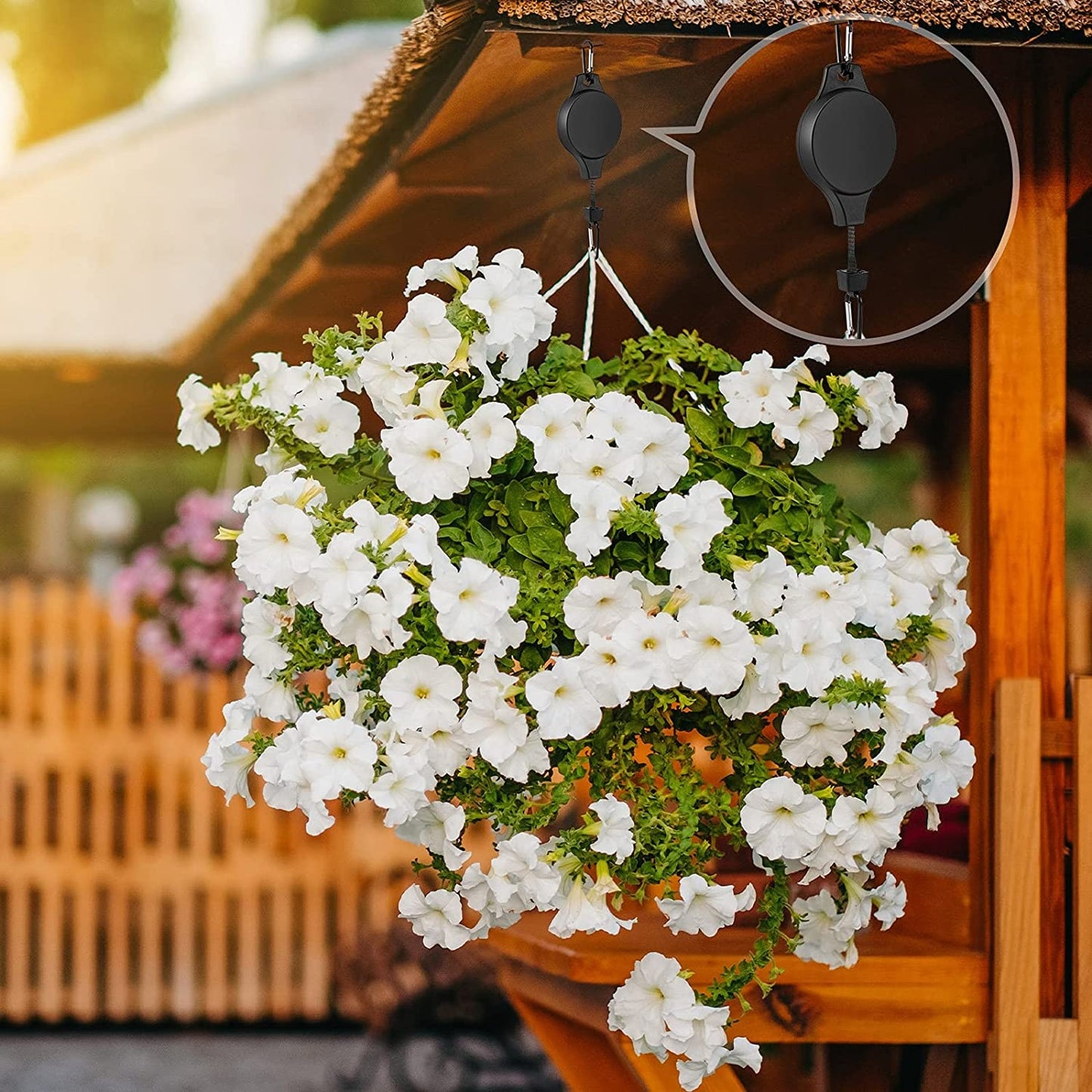 🌳Juego de poleas para plantas, macetas, cestas de jardín y comederos para pájaros, Set x 2