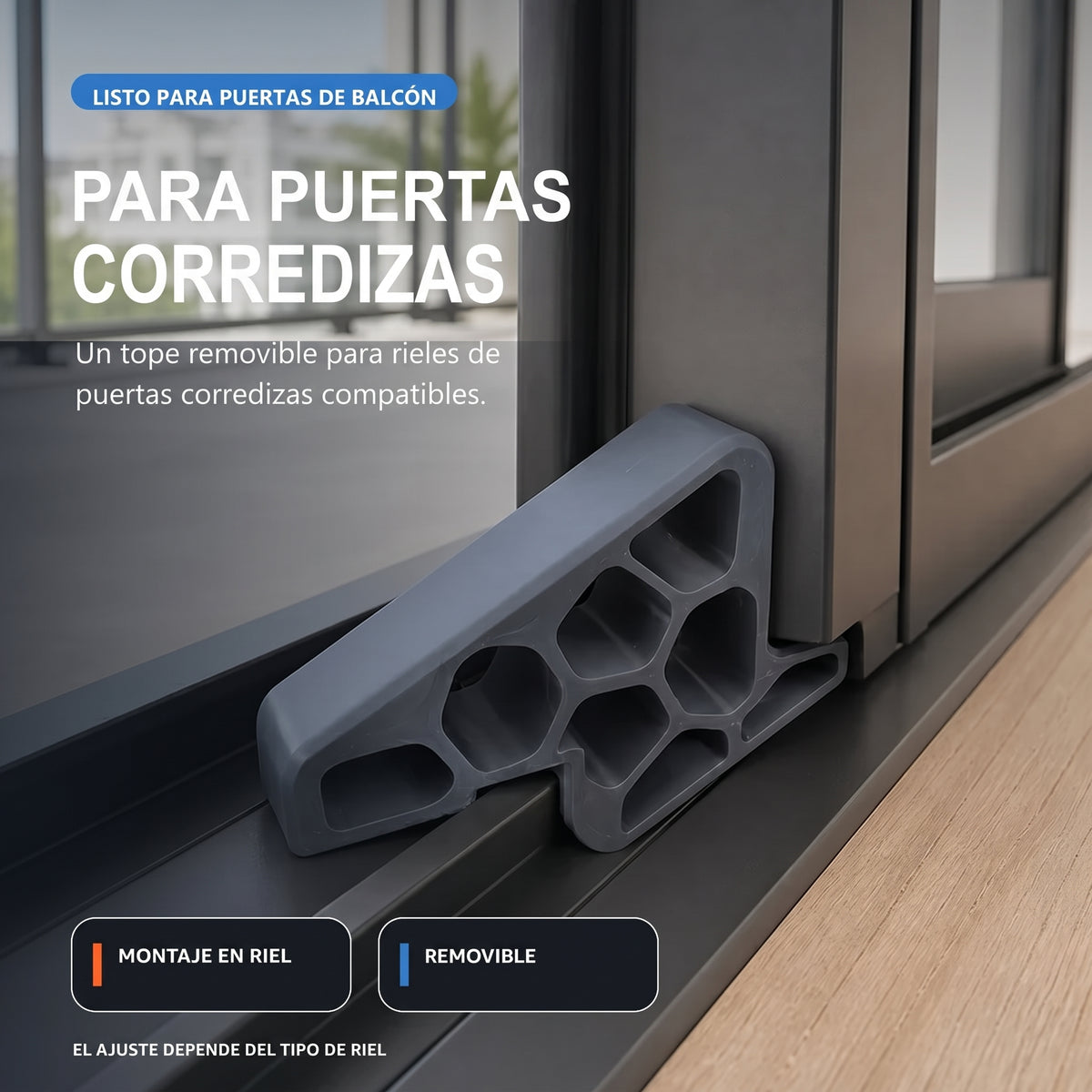 RielStop™ – Tope Antiportazos para Ventanas y Puertas | Sin Taladro Set X3 unidades